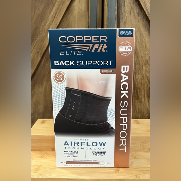 Copper Fit Elite Back Support AirFlow Back Brace Adjustable Double-Band 30-50" - Picture 1 of 2
